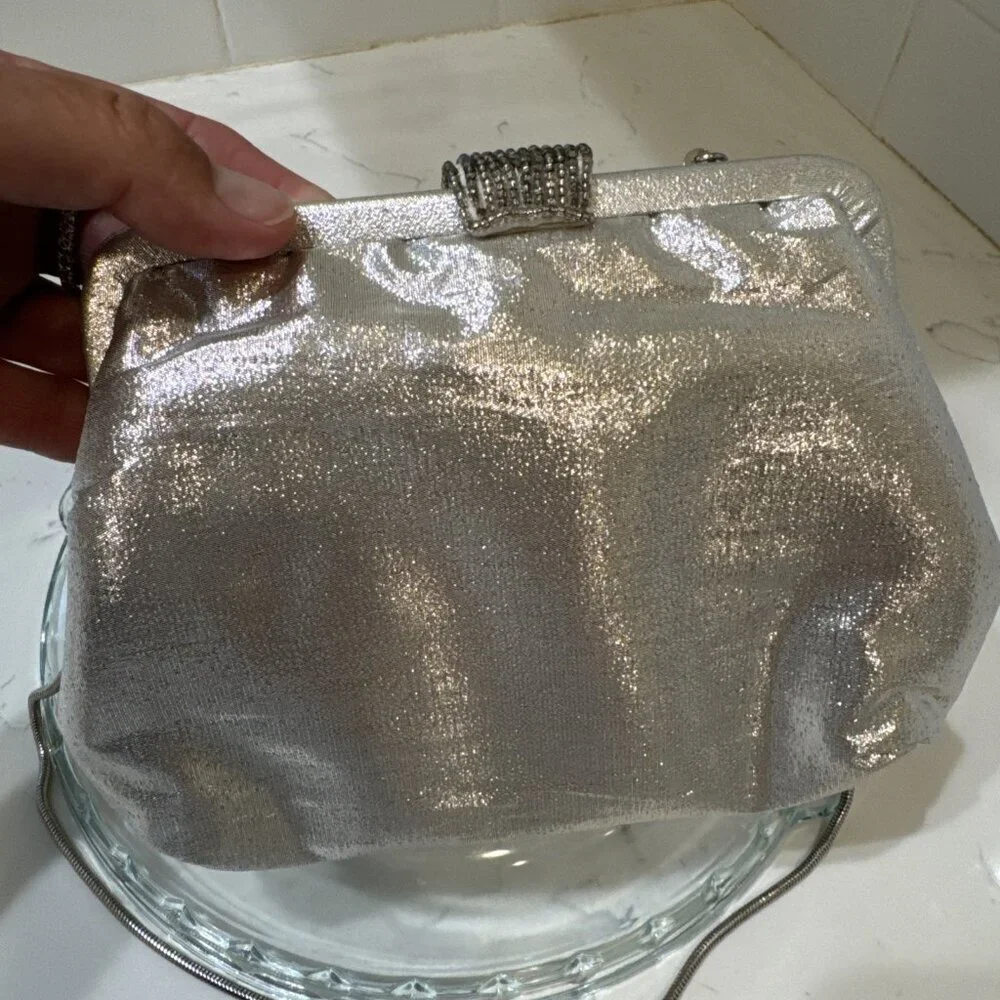 Vintage Sparkly Silver La Regale Shoulder Bag Purse - Picture 5 of 11